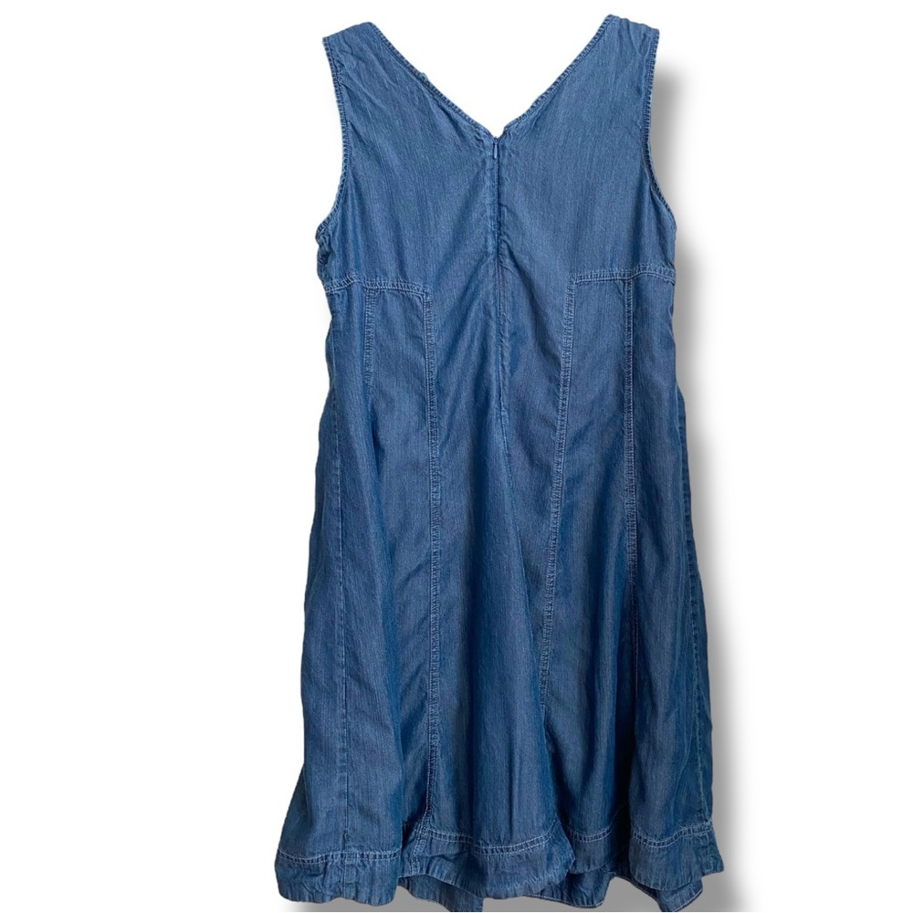 Soft Surrounding Sleeveless V-Neck Pleated Country Chic Jean like Dress Prairie